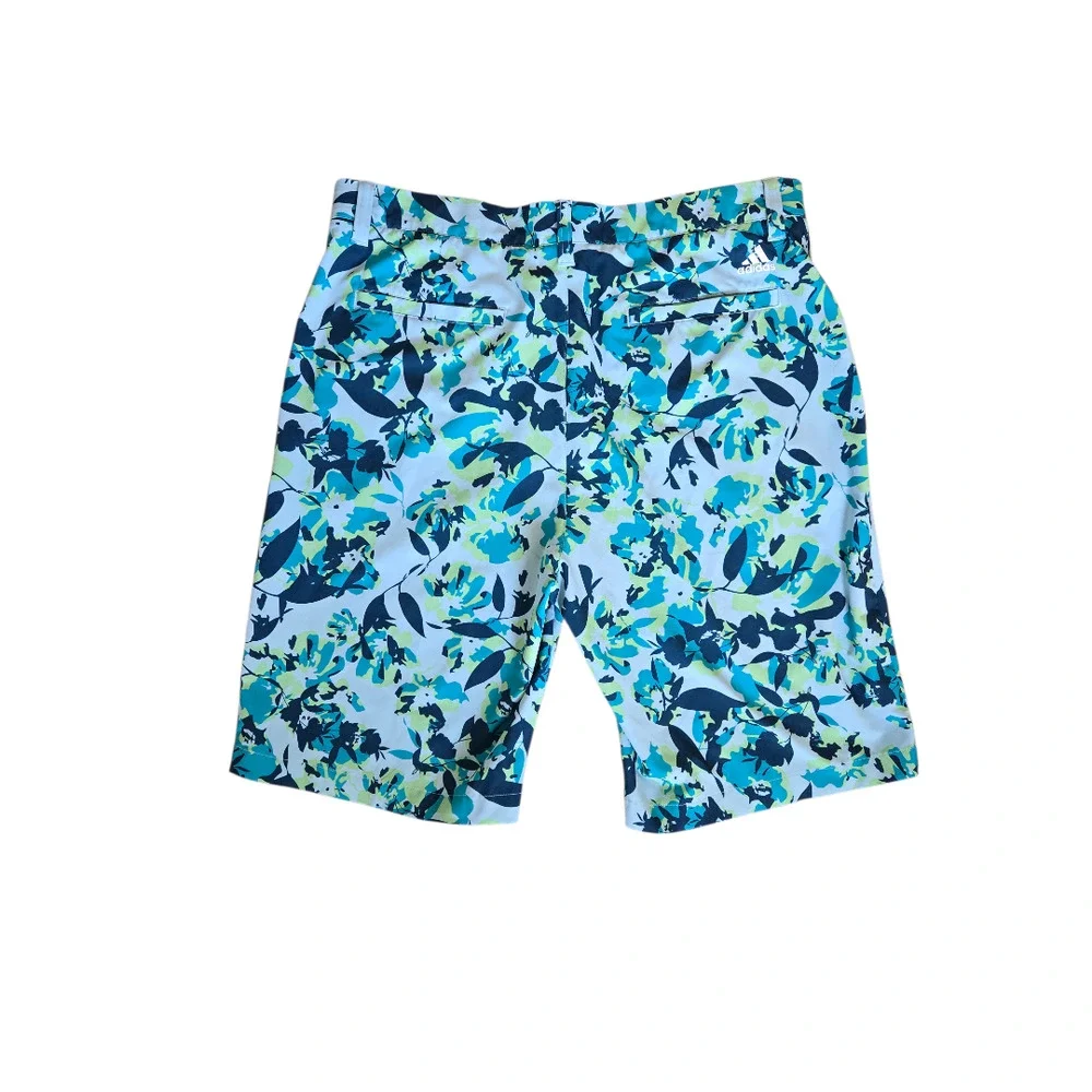 Adidas Ultimate365 Floral Golf Shorts Men's 34 Blue Performance Stretch Teal